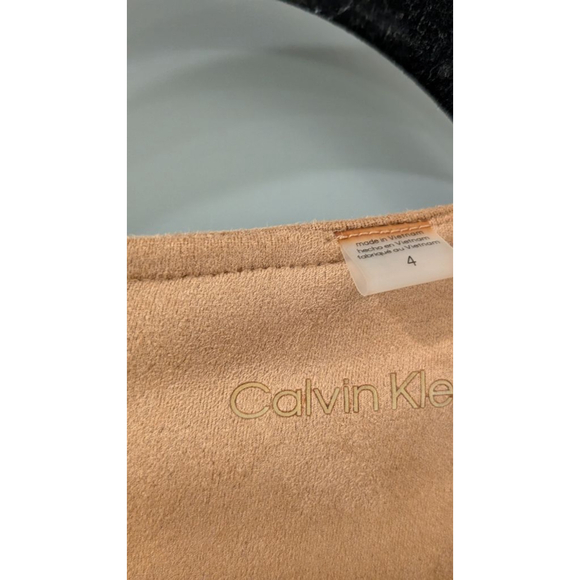 NWOT Women's Calvin Klein Tan Faux Suede Dress with Zipper Detail Size 4 - Picture 9 of 10